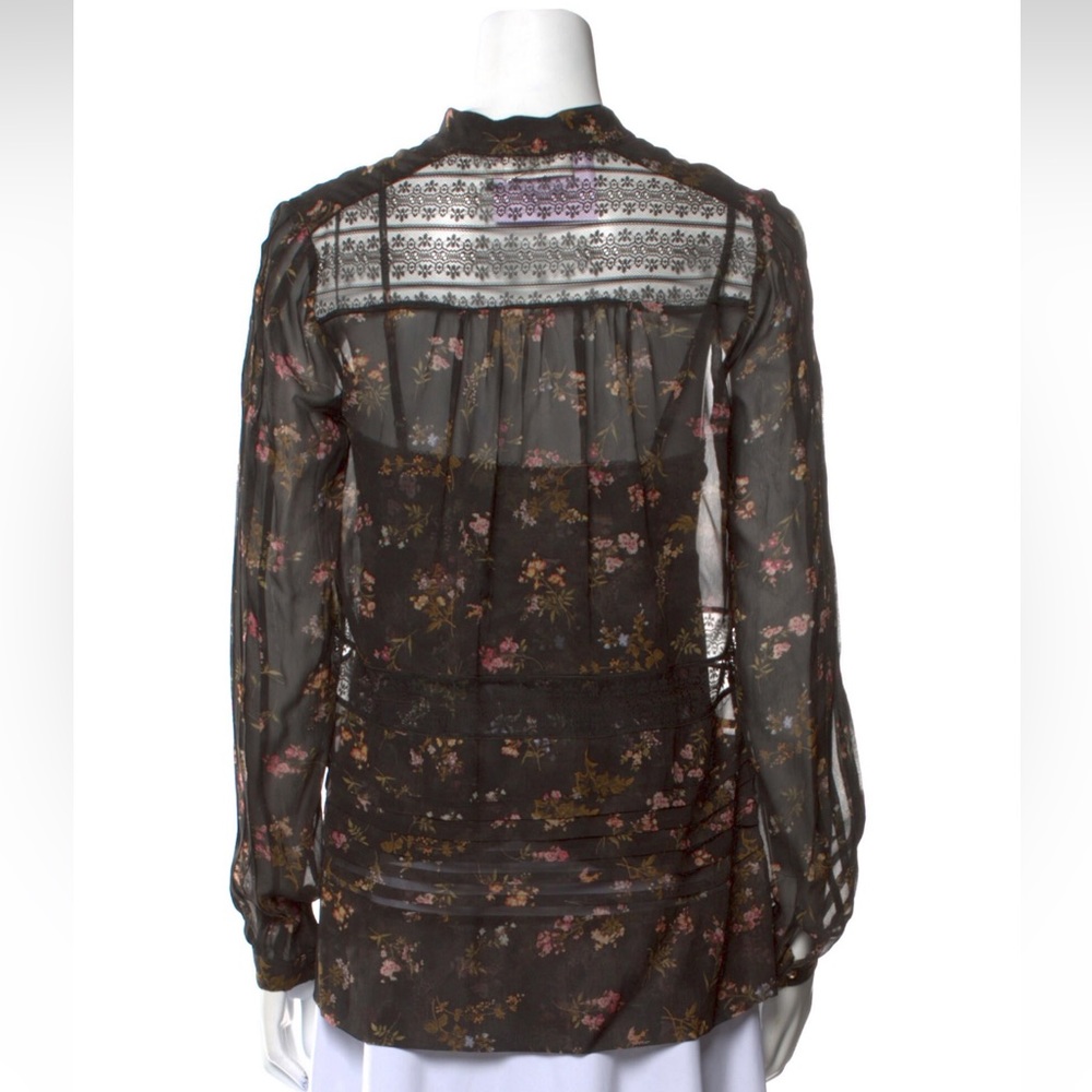 Black with Floral Print Zimmermann Blouse with Matching Camisole in Size 1 - Picture 6 of 7
